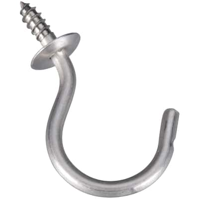 National Hardware 1 5 Inch L Silver Stainless Steel Cup Hook 15 Pound Capacity 2 Pack Ace Hardware