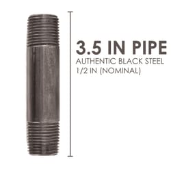 STZ Industries 1/2 in. MIP each X 1/2 in. D MIP Black Steel 3-1/2 in. L Nipple