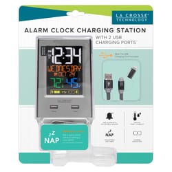 La Crosse Technology 3.74 in. Silver Alarm Clock Digital Battery Operated