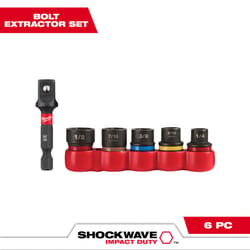 Milwaukee Shockwave 3/8 in. D Alloy Steel Impact Duty Extractor Set 1 in. 6 pc