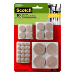3M Scotch Felt Self Adhesive Protective Pad Beige Round Assorted in. W 162 pk