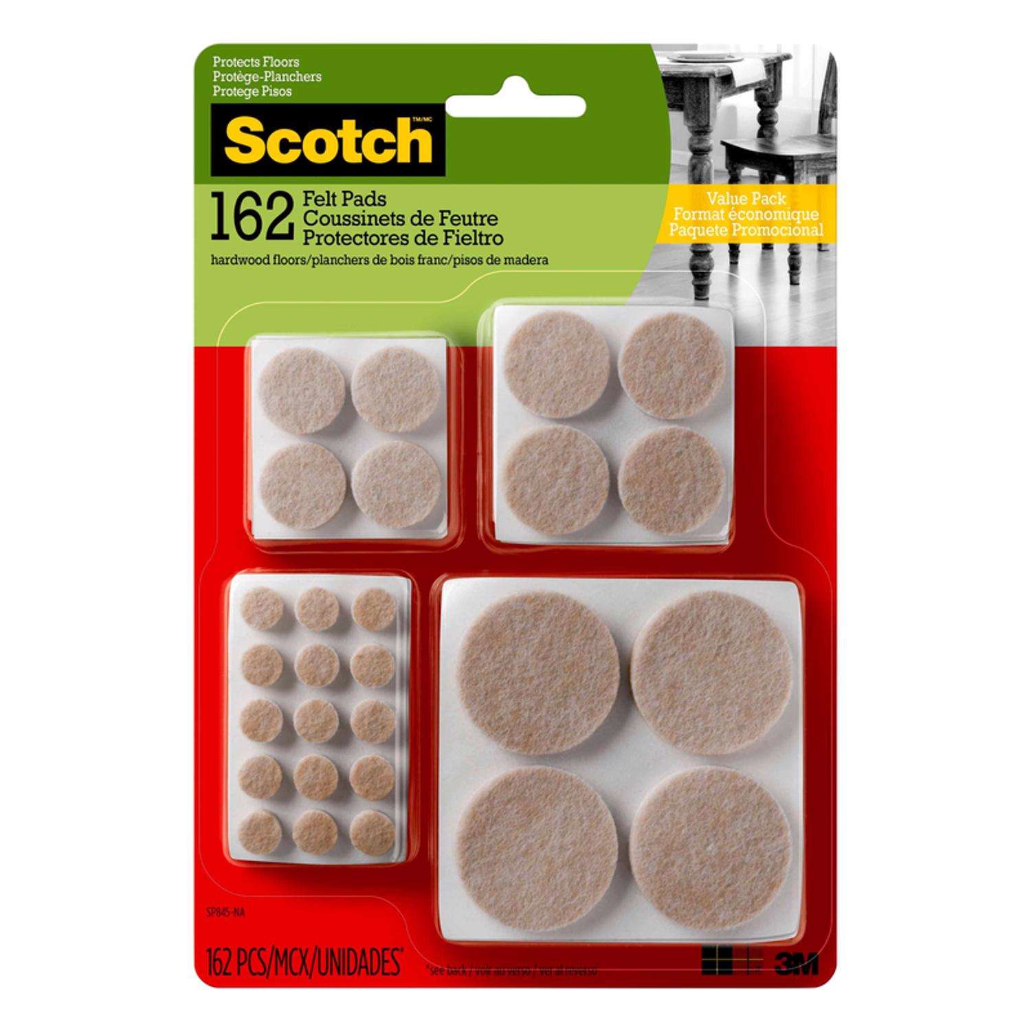 3M Scotch Felt Self Adhesive Protective Pad Beige Round Assorted in. W