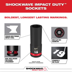 Milwaukee Shockwave 9 mm X 3/8 in. drive Metric 6 Point Standard Impact Socket 1 pc