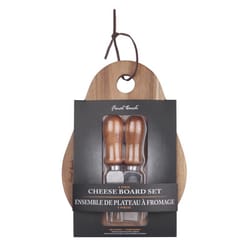 Final Touch 7 in. L X 7.5 in. W X 1.6 in. Acacia Wood Cheese Board with Slicer