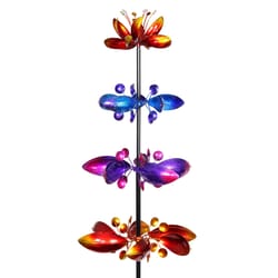 Exhart Multicolored Metal 72 in. H Lotus Flower Garden Stake Spinner