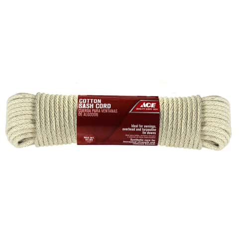 Ace 3/8 in. D X 100 ft. L White Solid Braided Cotton Cord - Ace Hardware