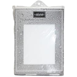 J & M Home Fashions 70 in. H X 72 in. W White Solid Shower Curtain PEVA