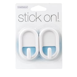 iDesign 3/4 in. L White Plastic Small Stick On Hook 0.2 lb. cap. 2 pk