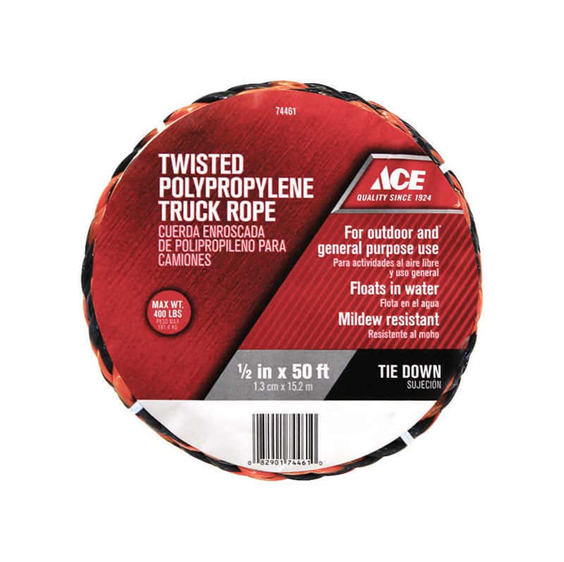 Ace 1/2 in. D X 50 ft. L Black/Orange Twisted Poly Truck Rope Ace