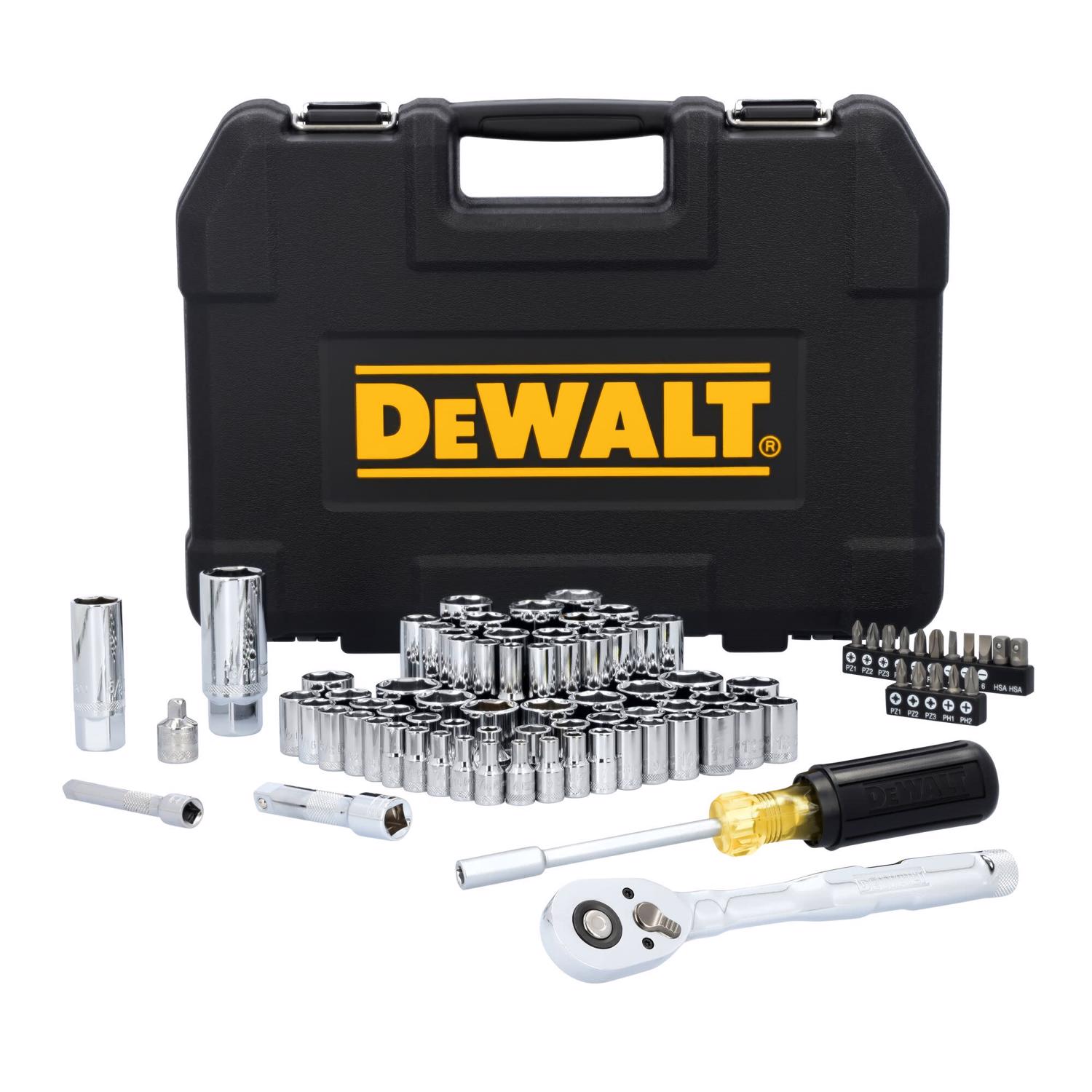 DeWalt 1/4 and 3/8 in. drive Metric/SAE Mechanic's Tool Set 84 pc