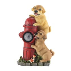 Zingz & Thingz Multicolored Polyresin 12 in. H Dogs & Fire Hydrant Solar Statue