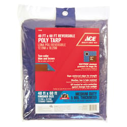 Ace 40 ft. W X 60 ft. L Medium Duty Polyethylene Tarp Blue/Brown