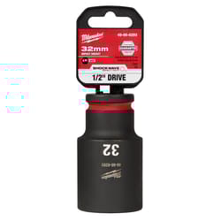 Milwaukee Shockwave 32 mm X 1/2 in. drive Metric/SAE 6 Point Deep Impact Socket 1 pc