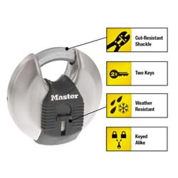 Master Lock Magnum 2-3/4 in. W Stainless Steel Dual Ball Bearing Locking Disk Padlock