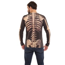 Faux Real L Long Sleeve Men's Crew Neck Black Skeleton Tee Shirt