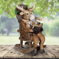 Exhart WindyWings Multicolored Resin 12.5 in. H X 8 in. L X 6.5 in. W Moose Family Reading Story Sta