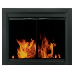 Pleasant Hearth Black Powder Coated Glass Fireplace Screen