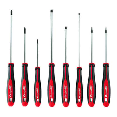 Milwaukee 10 pc Phillips/Slotted/Square Screwdriver and Bit Set 10 in ...