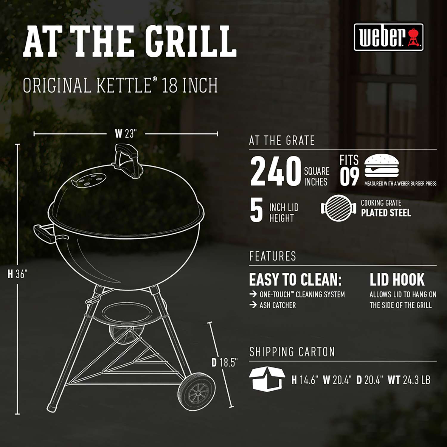 Weber Original Charcoal Kettle Grill Black 18 in. Ace Hardware