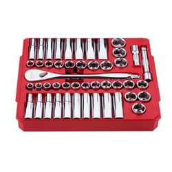 Milwaukee 1/2 in. drive Metric and SAE 47 Piece Mechanics Ratchet and Socket Set 90 teeth