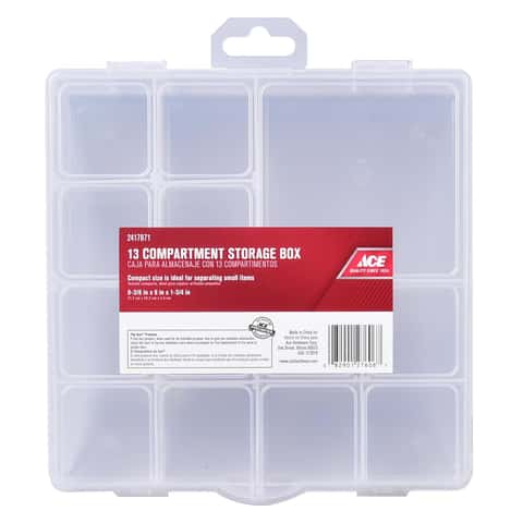 Ace 8 in. W X 1-3/4 in. H Tool Storage Bin Plastic 13 compartments Clear -  Ace Hardware