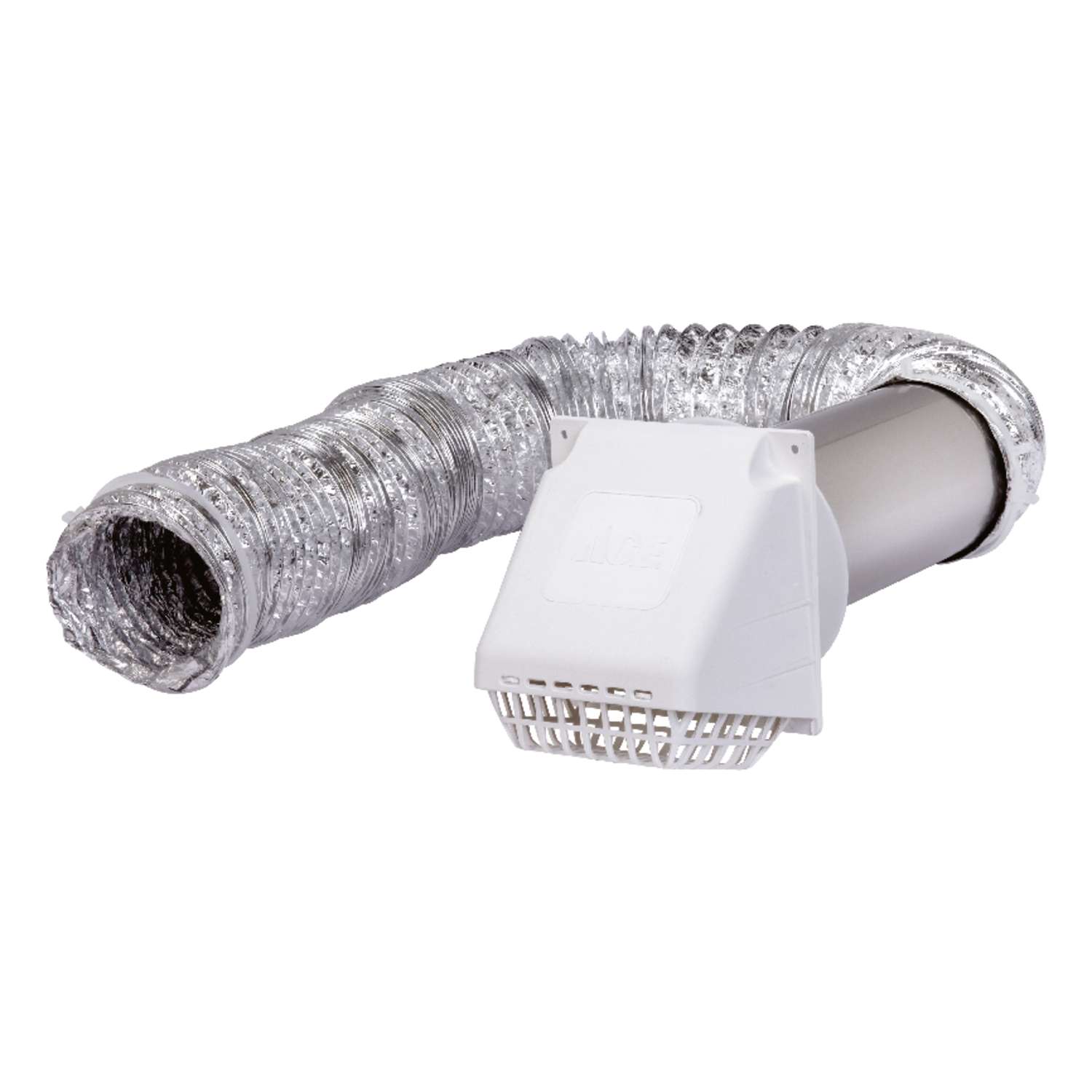 Ace 96 in. L x 4 in. Dia. Silver/White Aluminum Dryer Vent Kit Ace