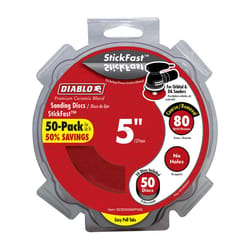 Diablo StickFast 5 in. Ceramic Blend Adhesive Sanding Disc 80 Grit Coarse 50 pk