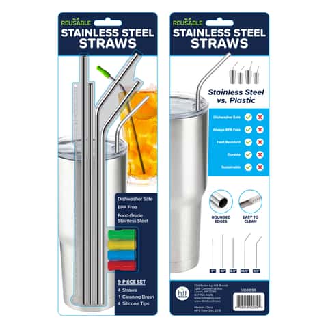 1 Set- Stainless Steel Straw Set With Silicone Tips, Portable Metal Straw  And Brush Kit (4 Straws, 16 Silicone Tips, 16 Brushes)