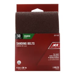 Ace 36 in. L X 4 in. W Aluminum Oxide Sanding Belt 50 Grit Coarse 2 pc