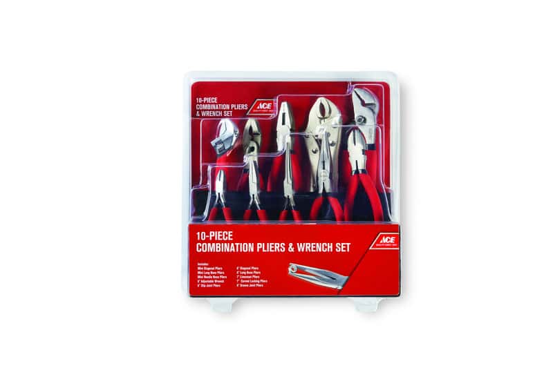 Ace 10 pc Carbon Steel Combination Pliers and Wrench Set Ace Hardware