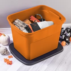 Sterilite 18 gal Orange Storage Tote 16.12 in. H X 23.5 in. W X 18.37 in. D Stackable