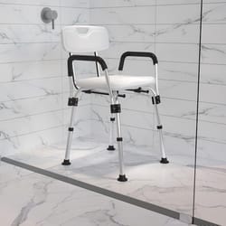 Flash Furniture Hercules White Bath/Shower Seat Aluminum/Plastic 33 in. H X 21.75 in. L