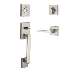 Baldwin La Jolla Square Lever Satin Nickel Entry Handleset 2 in.