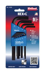 Eklind Hex-L Metric Short Arm Hex L-Key Set 9 pc