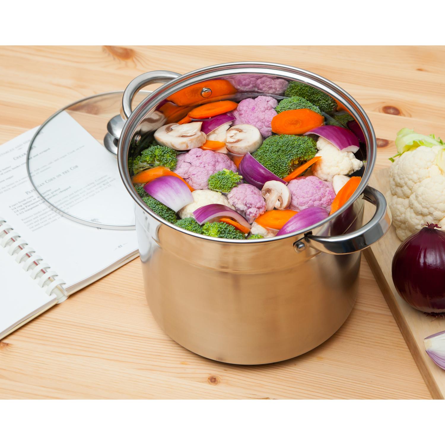 McSunley Stainless Steel Stock Pot 10 in. 12 qt Silver Sansujyuku sansujyuku.com