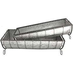 Avera Products 9 in. H X 22 in. W X 7 in. D Galvanized Metal Half Round Planter Silver