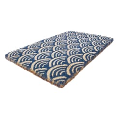 Entryways 30 in. W X 18 in. L Blue Scalloped Coir Door Mat