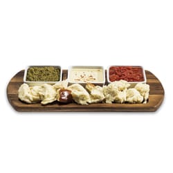 Kalmar Home Brown/White Acacia Wood Appetizer Serving Tray Set 4 pc