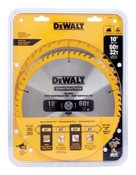 DeWalt 10 in. D X 5/8 in. Carbide Circular Saw Blade 32, 60 teeth 2 pk