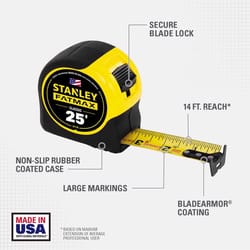 STANLEY FatMax 25 ft. L X 1.25 in. W Compact Wide Blade Tape Measure 1 pk