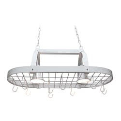 Elegant Designs 13.5 in. H X 19.25 in. W X 35.5 in. L White Ceiling Light Pot Rack