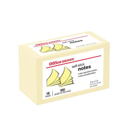 Office Depot 3 in. W X 3 in. L Yellow Sticky Notes 18 pad