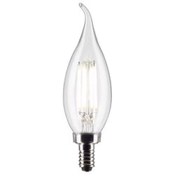 Satco CA10 (Flame Tip) E12 (Candelabra) Filament LED Bulb Warm White 60 Watt Equivalence 2 pk