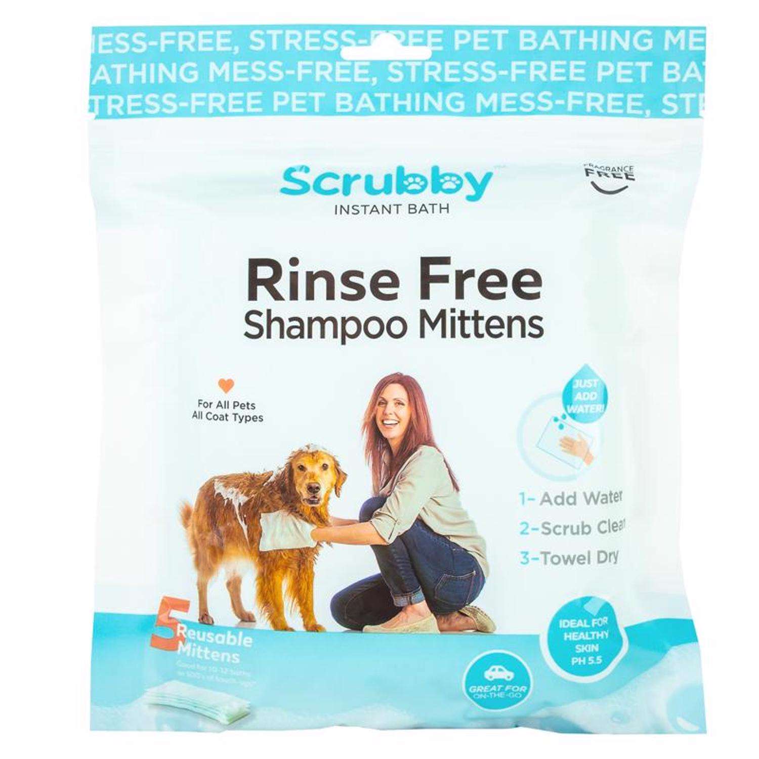 Scrubby White Rinse Free Unscented All Pets Shampoo Mittens 5 pk Ace