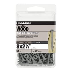 HILLMAN Fas-N-Tite No. 8 Ga. X 2-1/2 in. L Gray Phillips Bugle Head Deck Screws 50 pk