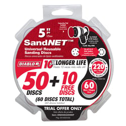 Diablo SandNet 5 in. L X 5 in. W 220 Grit Aluminum Oxide Sanding Disc 60 pk
