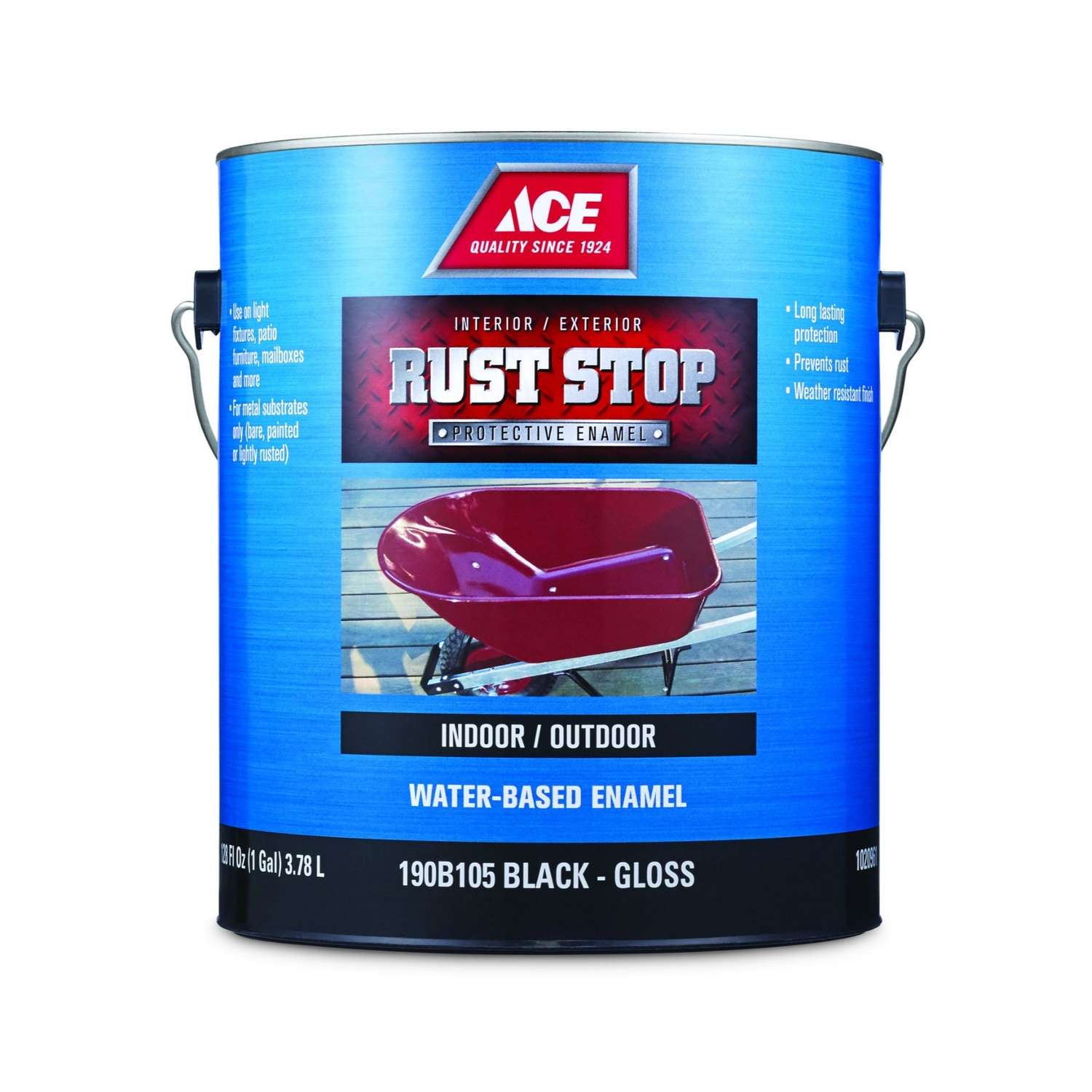 Ace Rust Stop Indoor / Outdoor Gloss Black Water-Based Enamel Rust ...