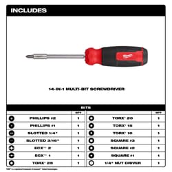 Milwaukee Hex Shank 14-in-1 Multi-Bit Screwdriver 9.11 in. 1 pc