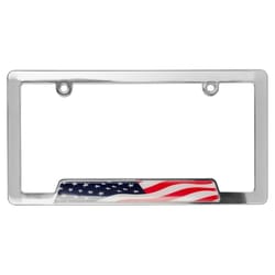 Custom Accessories Silver Metal Stars And Stripes License Plate Frame