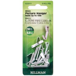 HILLMAN Steel-Plated White Conventional Picture Hanger 10 lb 8 pk